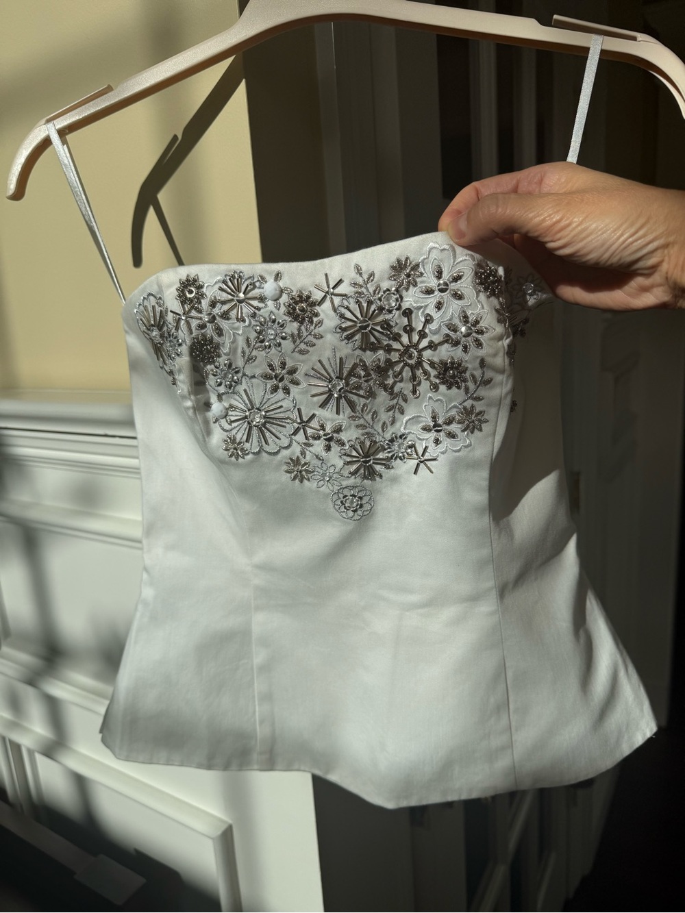White House Black Market White Embroidered Bustier Camisole Top